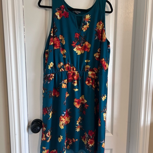 Market & Spruce Floral Kids Dress - Teal and Red - Picture 2 of 5